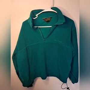 Vintage Eddie Bauer Green Quarter Zip Pullover Sweatshirt Men’s Medium USA Made